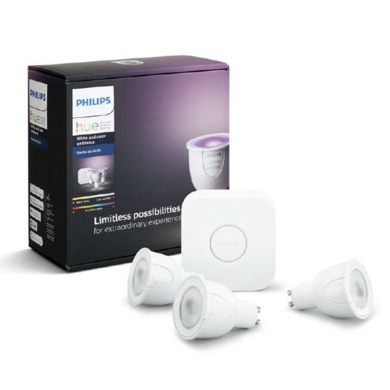 Комплект лампи PHILIPS Hue WCA 6.5W GU10 3 set EUR PMO